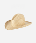 A natural colored straw cowboy hat on a plain background #color_natural