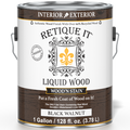 Retique It Liquid Wood Wood'n Stain in Black Walnut, 128 oz, showcasing the front view of the stain container with label details.