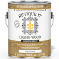 Retique It Liquid Wood Wood'n Stain in Old Oak, 128 oz, showcasing the front view of the stain container with branding and product label.