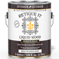 Liquid Wood Wood'n Stain by Retique It in Red Mahogany, 128 oz, showing the stain container with red mahogany color and product label.