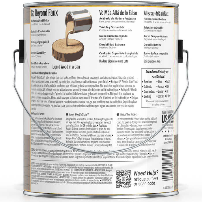 Retique It Liquid Wood Wood'n Stain in Weathered Wood, 128 oz, showing the stain in a weathered wood finish.