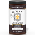 Liquid Wood Wood'n Stain by Retique It in Red Mahogany, 32 oz bottle, showing the stain's rich red mahogany color and product label.