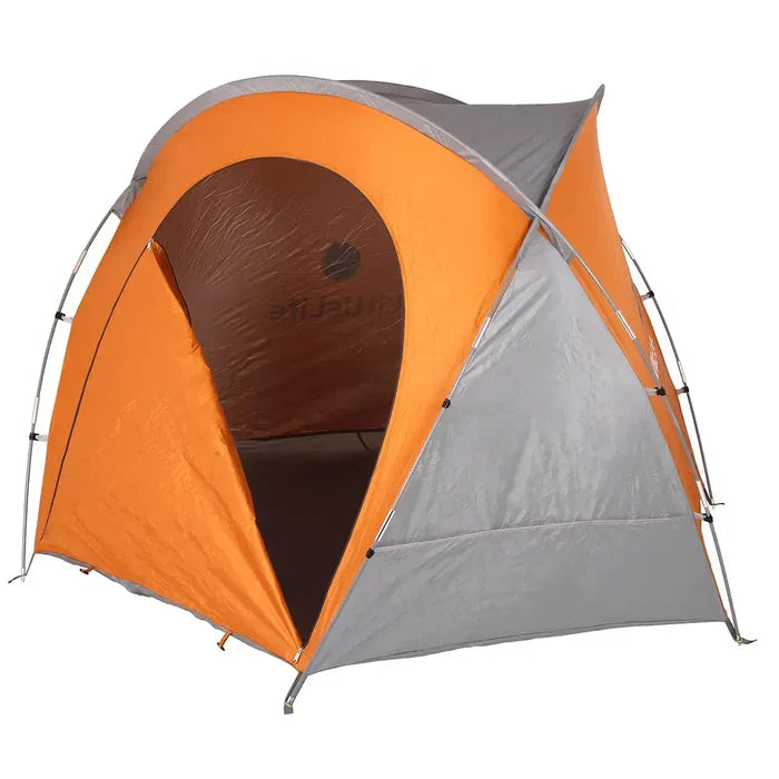 Littlelife family beach shelter showing the entrance zip and geodesic design