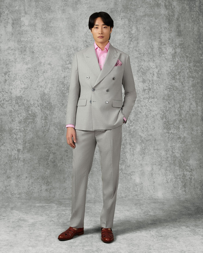 Livingstone Virgin Wool Double Breasted Suit Light Grey
