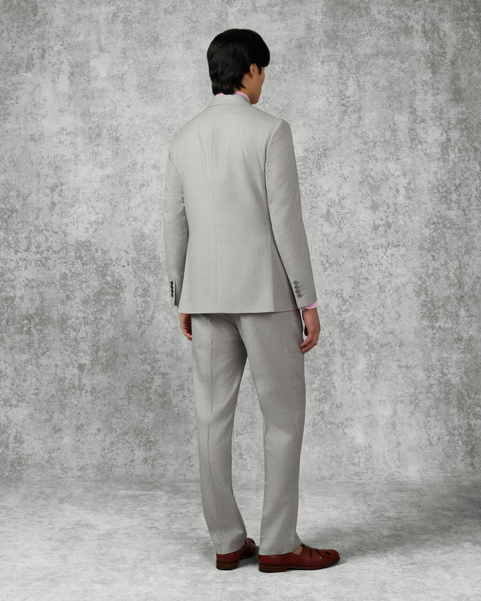 Livingstone Virgin Wool Double Breasted Suit Light Grey