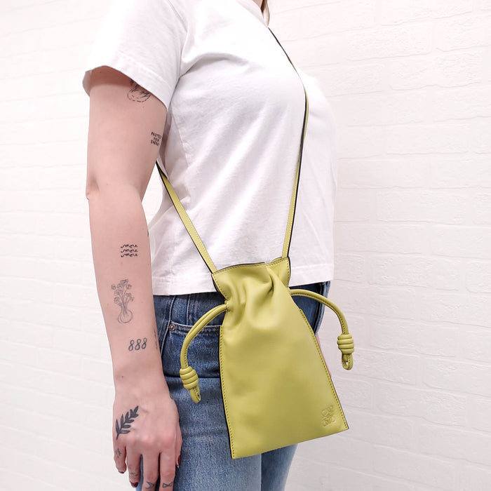 LOEWE LIME GREEN LEATHER FLAMENCO SMALL BAG