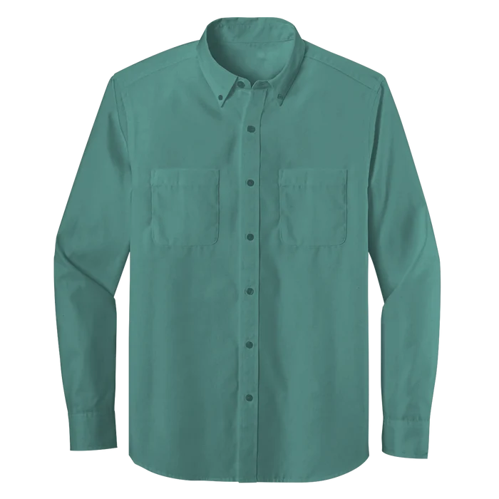 Long Sleeve Double Pocket Button-Down Polo (LL08)
