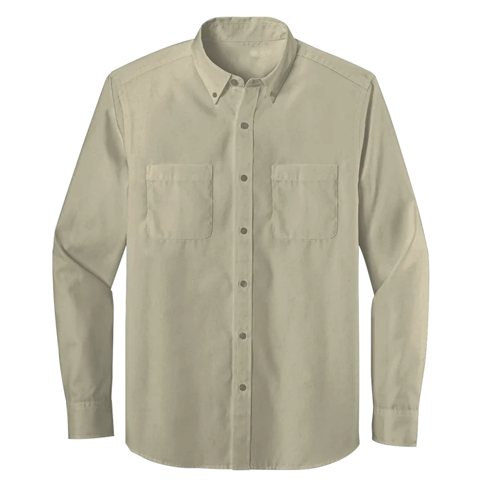 Long Sleeve Double Pocket Button-Down Polo (LL08)