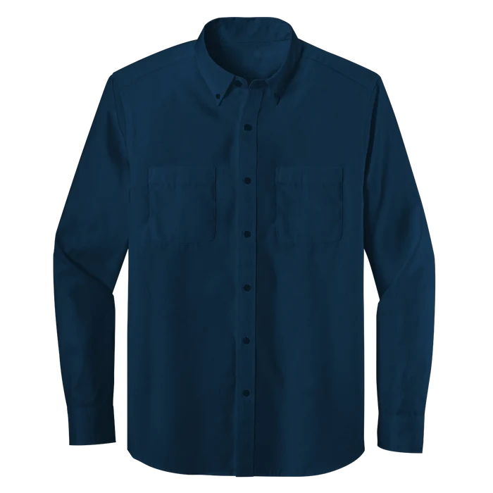 Long Sleeve Double Pocket Button-Down Polo (LL08)