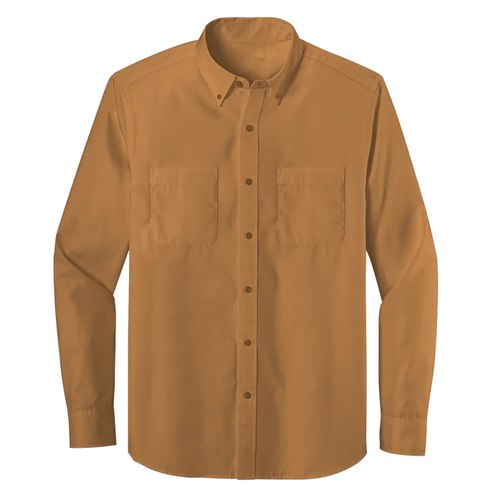 Long Sleeve Double Pocket Button-Down Polo (LL08)