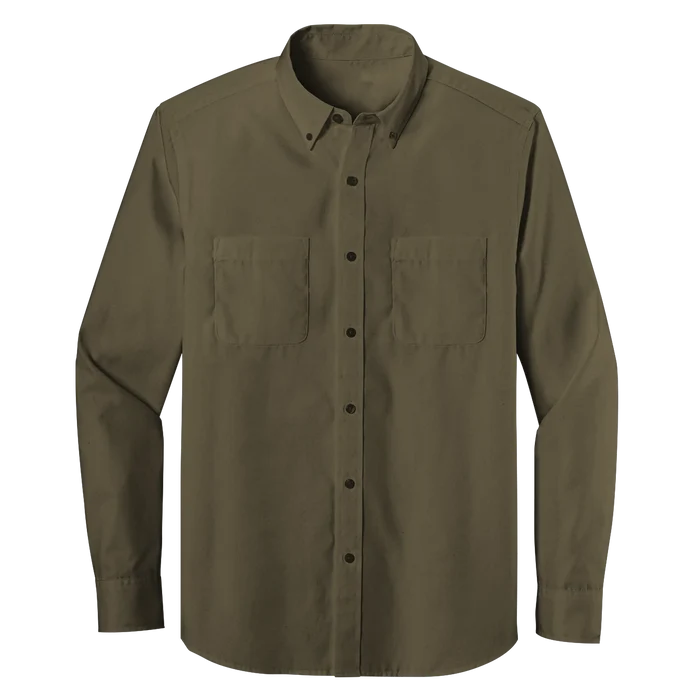 Long Sleeve Double Pocket Button-Down Polo (LL08)