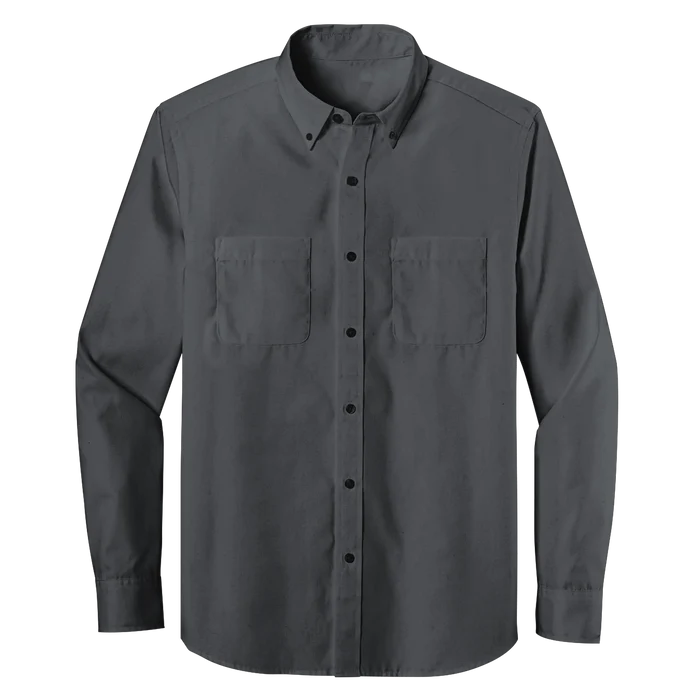 Long Sleeve Double Pocket Button-Down Polo (LL08)