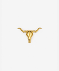 Gold longhorn skull hat pin on a white background #color_gold