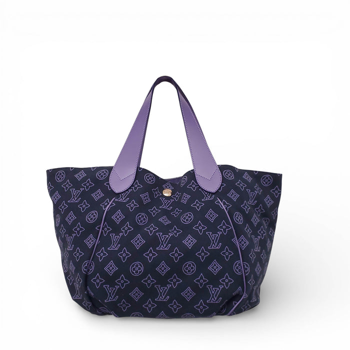 LOUIS VUITTON NAVY AND PURPLE CABAS IPANEMA GM WITH POUCH