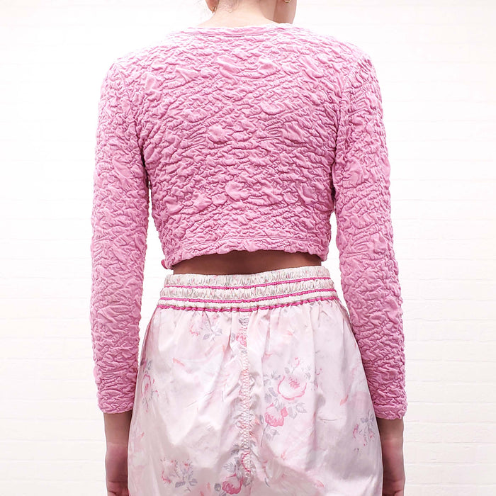 LOVE SHACK FANCY PINK CARDIGAN WITH PEARL BUTTONS - SIZE XS