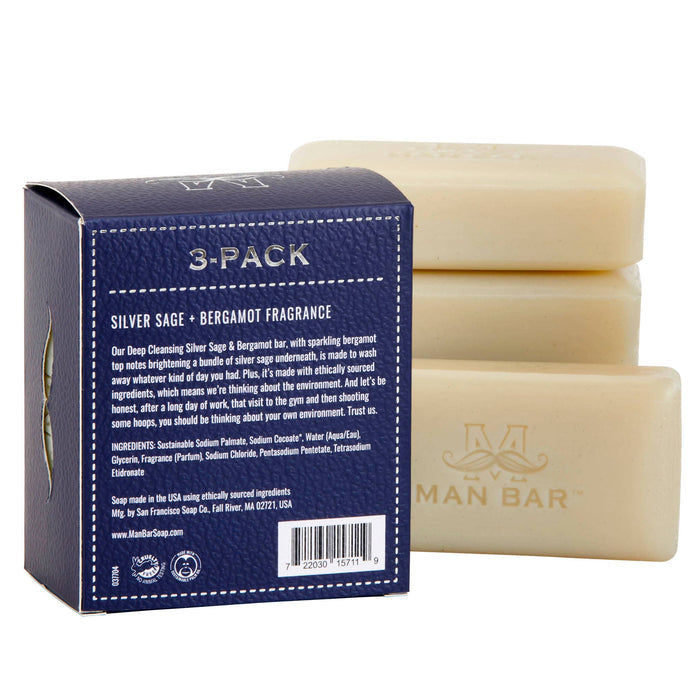 Man Bar Miniature Silver Sage & Bergamot 3pc Gift Set
