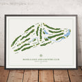 A framed image of Manila Golf and Country Club in the style of a simple and modern golf course map