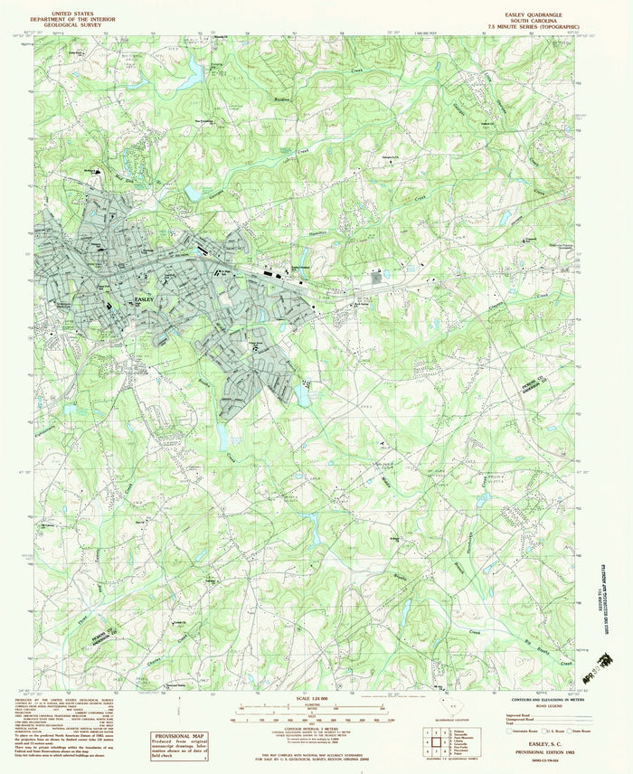 Map of Georgetown, South Carolina by USGS, 1983 – Easley, Lakes & Creeks