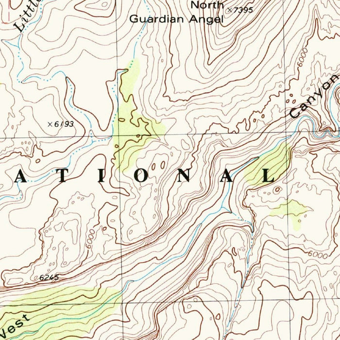 Map of Zion National Park, Utah by USGS, 1996 – Angels Landing, Virgin River & Zion Canyon