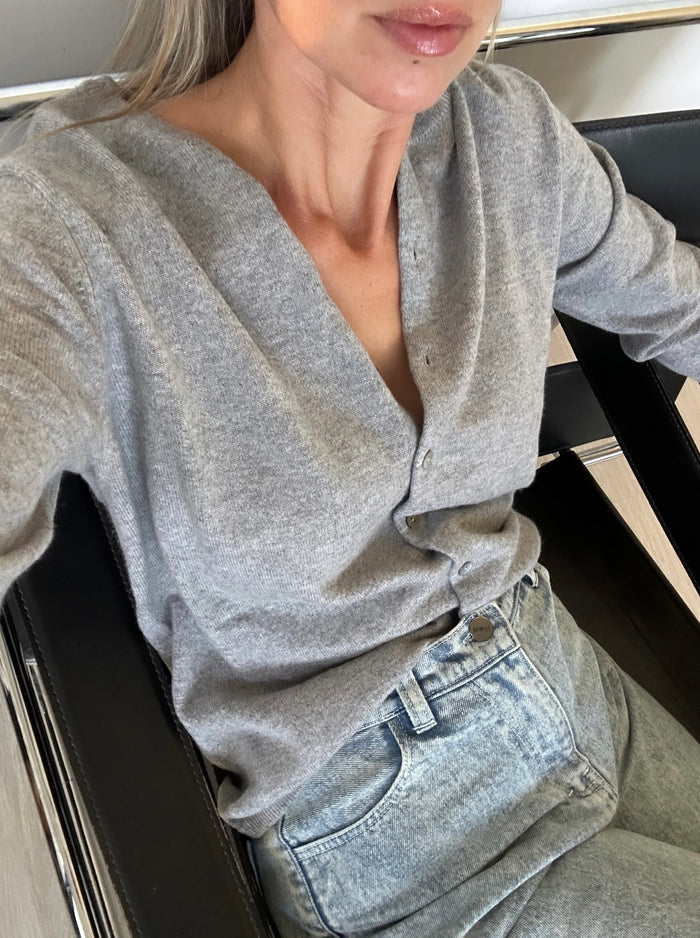 Marle Grey Organic Cotton Cashmere Cardigan