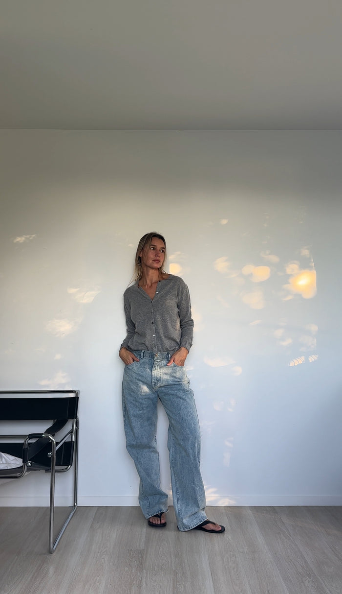 Marle Grey Organic Cotton Cashmere Cardigan