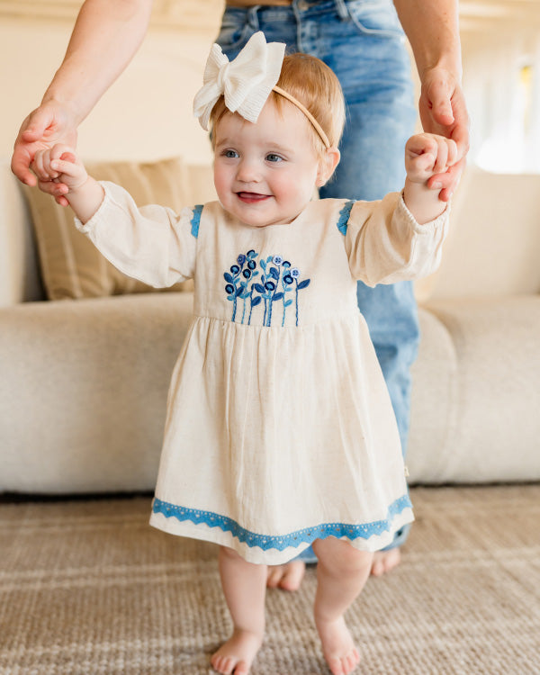 Matera Embroidered Baby Dress & Bloomer Set (Organic Cotton)