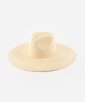 A natural colored wide brim Panama straw hat with a fedora style on a plain background #color_natural