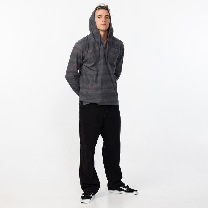 Men's Bavaro Stripe Poncho - Black