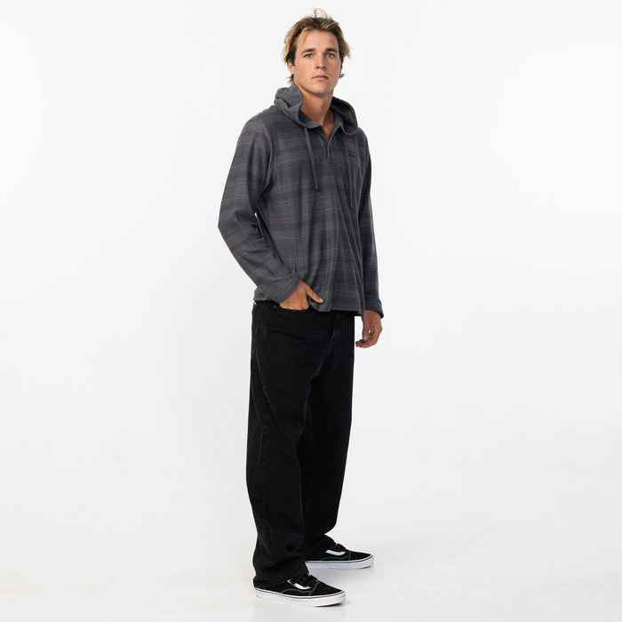 Men's Bavaro Stripe Poncho - Black