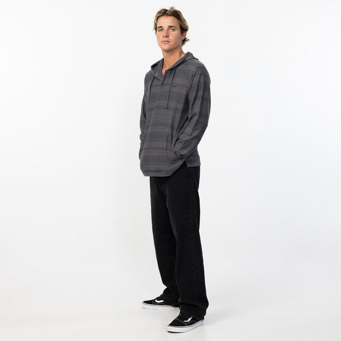 Men's Bavaro Stripe Poncho - Black