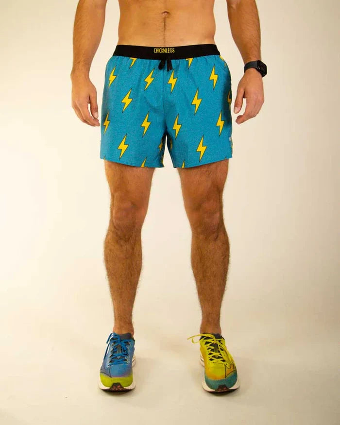 Men's Blue Bolts 5" Drawstring Split Running Shorts