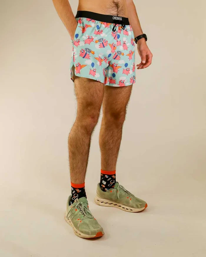 Men's Flying Pigs 5" Drawstring Split Running Shorts