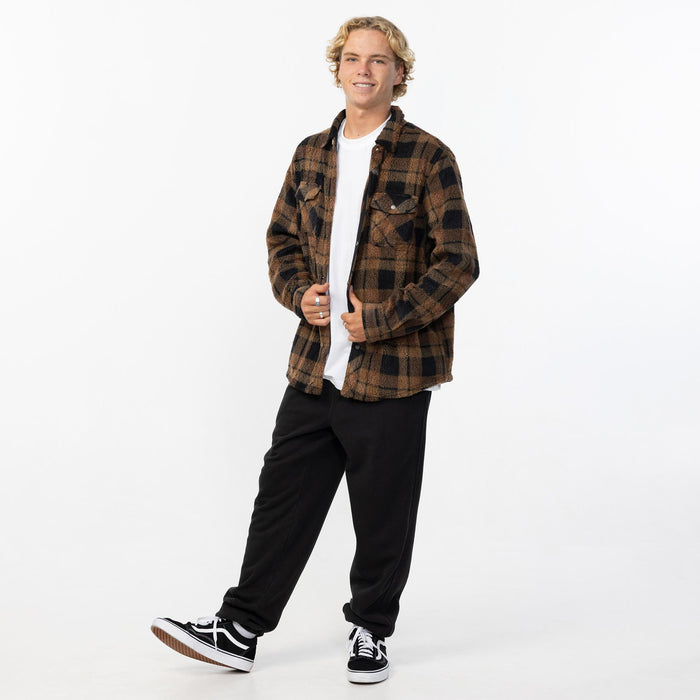 Men's Glacier Plaid High Pile Superfleece - Dark Khaki
