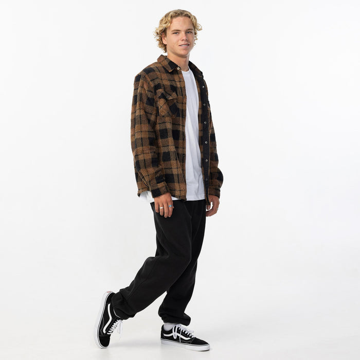 Men's Glacier Plaid High Pile Superfleece - Dark Khaki