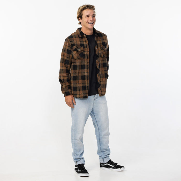 Men's Glacier Plaid High Pile Superfleece - Dark Khaki