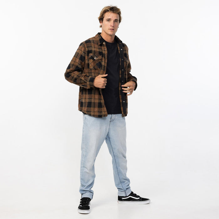 Men's Glacier Plaid High Pile Superfleece - Dark Khaki