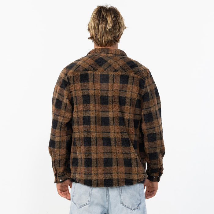 Men's Glacier Plaid High Pile Superfleece - Dark Khaki