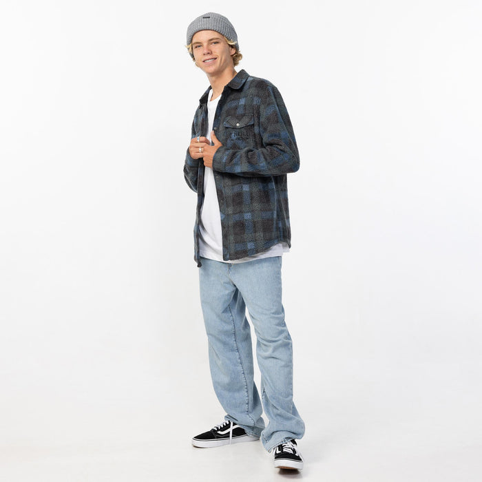 Men's Glacier Plaid High Pile Superfleece - Dark Slate