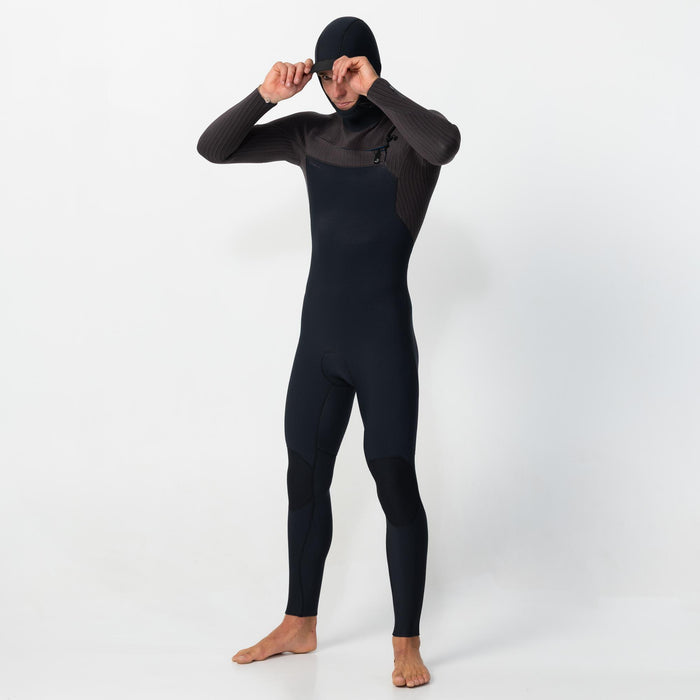 Men's HyperFreak Hooded 5/4+mm Steamer Chest Zip - Black Arabica