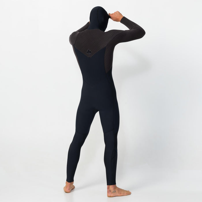 Men's HyperFreak Hooded 5/4+mm Steamer Chest Zip - Black Arabica