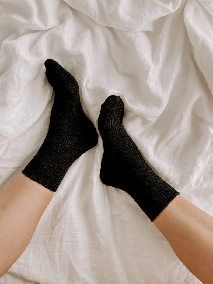 Merino Cashmere Lounge Socks Black