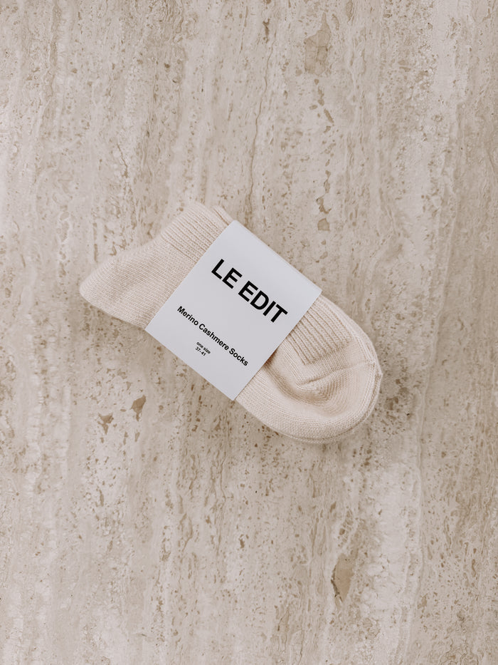 Merino Cashmere Lounge Socks Crème