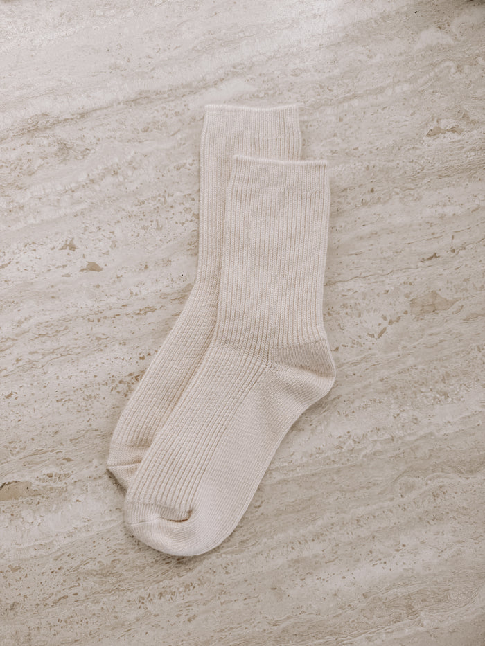 Merino Cashmere Lounge Socks Crème