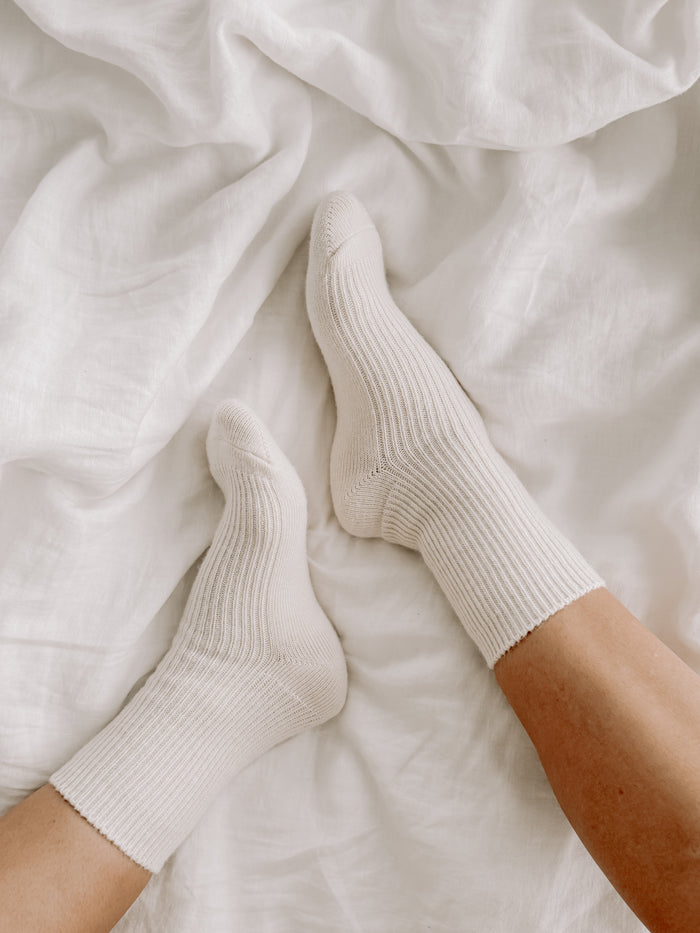 Merino Cashmere Lounge Socks Crème