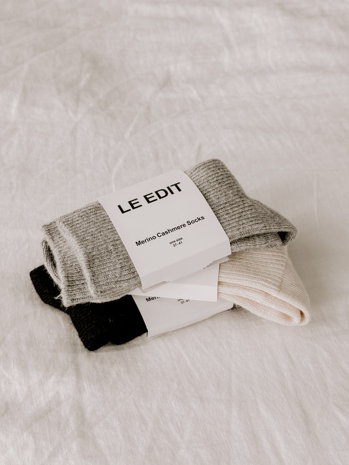 Merino Cashmere Lounge Socks Crème