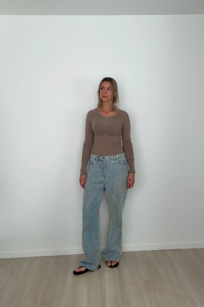 Merino Cashmere Slim Fit Knit Latte