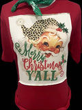Merry Christmas Y'all Cream Patch on Red