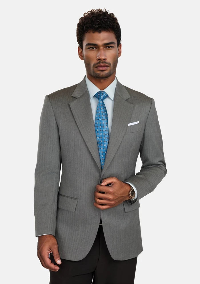 Mid Grey Herringbone Astor Jacket - SARTORO