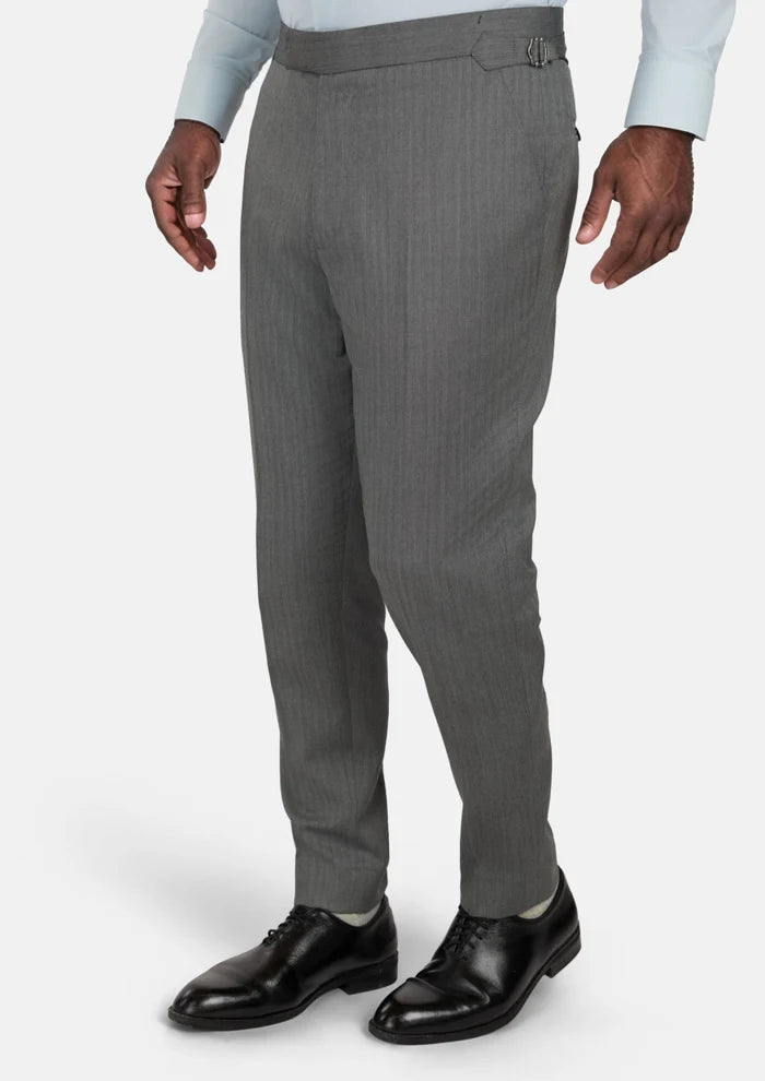 Mid Grey Herringbone Pants - SARTORO