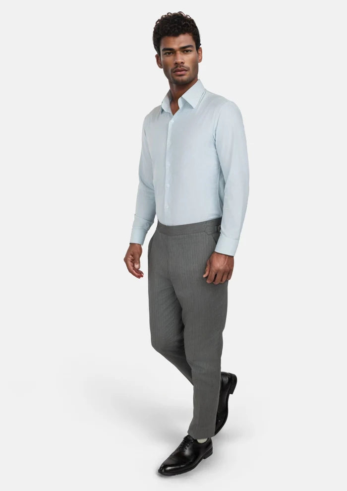 Mid Grey Herringbone Pants - SARTORO